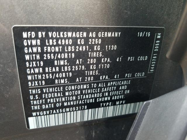 Photo 9 VIN: WVGBV7AX5GW053178 - VOLKSWAGEN TIGUAN 