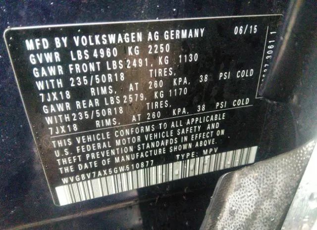 Photo 8 VIN: WVGBV7AX5GW510877 - VOLKSWAGEN TIGUAN 