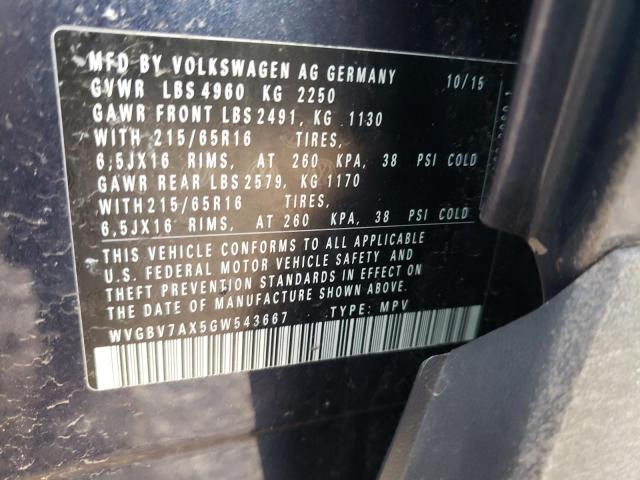 Photo 13 VIN: WVGBV7AX5GW543667 - VOLKSWAGEN TIGUAN S 