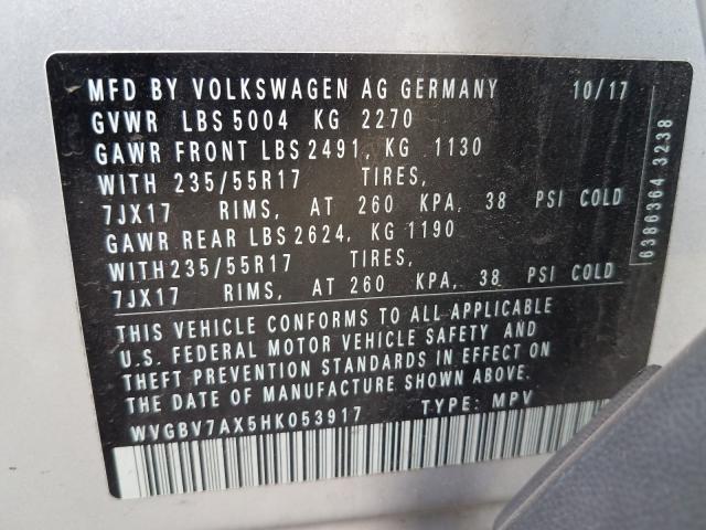 Photo 9 VIN: WVGBV7AX5HK053917 - VOLKSWAGEN TIGUAN 