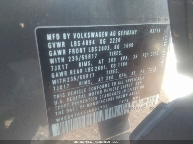 Photo 8 VIN: WVGBV7AX5JK003735 - VOLKSWAGEN TIGUAN LIMITED 