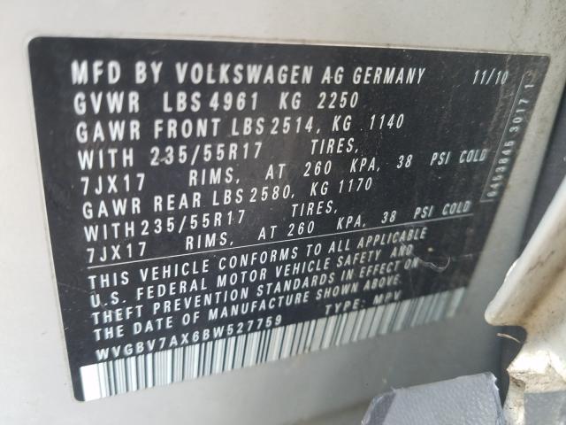 Photo 9 VIN: WVGBV7AX6BW527759 - VOLKSWAGEN TIGUAN 