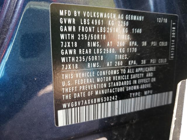 Photo 9 VIN: WVGBV7AX6BW530242 - VOLKSWAGEN TIGUAN S 