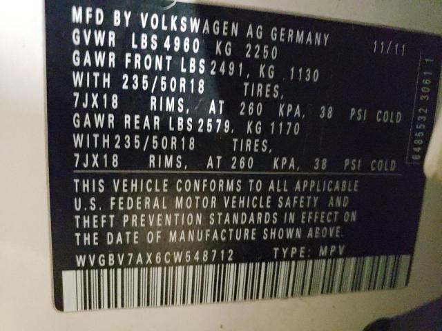 Photo 12 VIN: WVGBV7AX6CW548712 - VOLKSWAGEN TIGUAN 