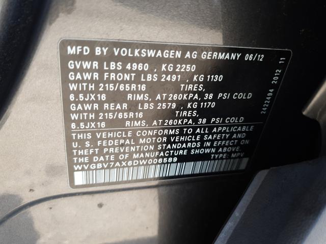 Photo 9 VIN: WVGBV7AX6DW006589 - VOLKSWAGEN TIGUAN 