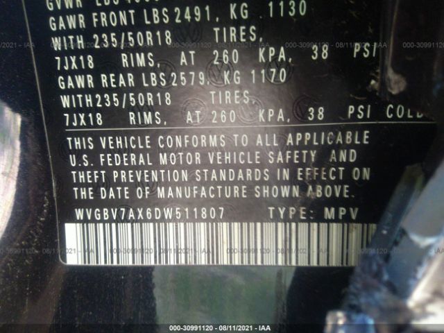 Photo 8 VIN: WVGBV7AX6DW511807 - VOLKSWAGEN TIGUAN 