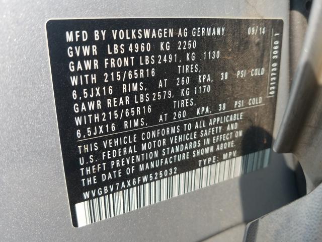 Photo 9 VIN: WVGBV7AX6FW525032 - VOLKSWAGEN TIGUAN 