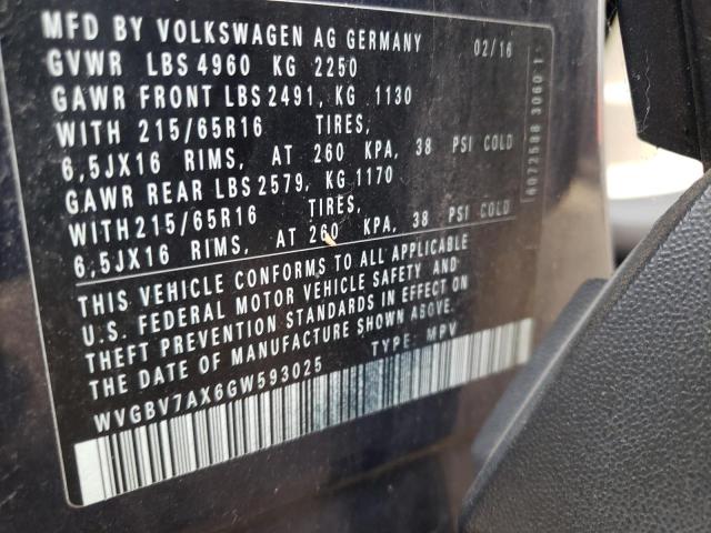 Photo 11 VIN: WVGBV7AX6GW593025 - VOLKSWAGEN TIGUAN S 