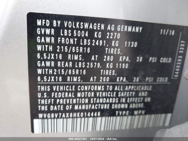 Photo 8 VIN: WVGBV7AX6HK014446 - VOLKSWAGEN TIGUAN 