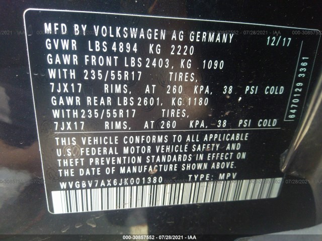 Photo 8 VIN: WVGBV7AX6JK001380 - VOLKSWAGEN TIGUAN 