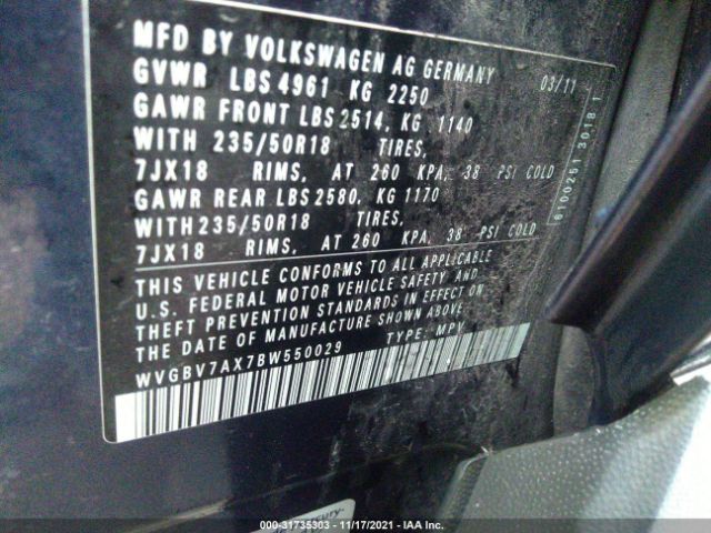 Photo 8 VIN: WVGBV7AX7BW550029 - VOLKSWAGEN TIGUAN 