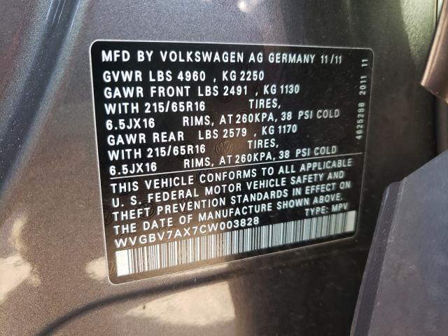 Photo 9 VIN: WVGBV7AX7CW003828 - VOLKSWAGEN TIGUAN S 