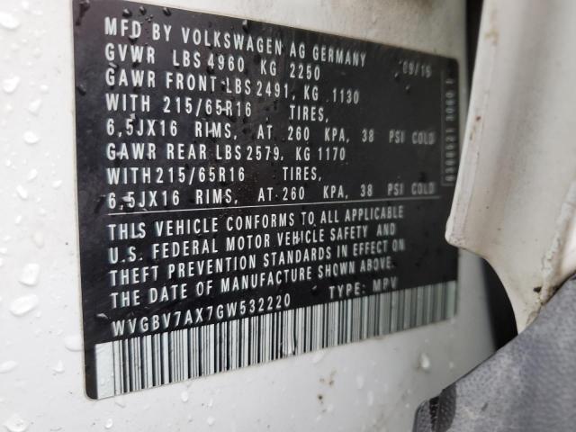 Photo 12 VIN: WVGBV7AX7GW532220 - VOLKSWAGEN TIGUAN S 