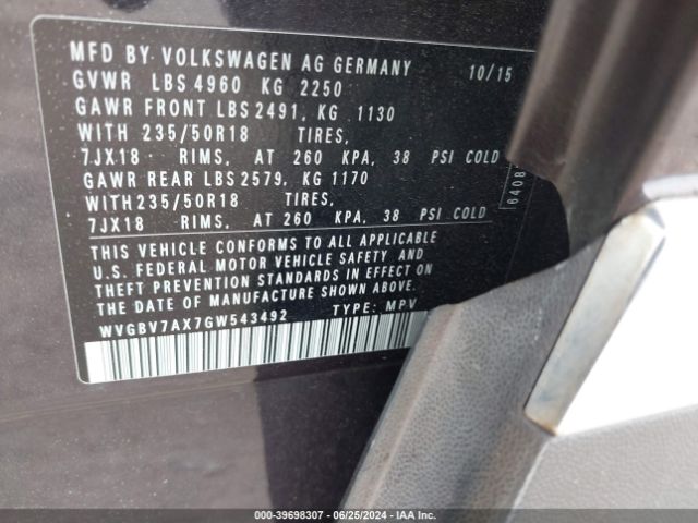 Photo 8 VIN: WVGBV7AX7GW543492 - VOLKSWAGEN TIGUAN 