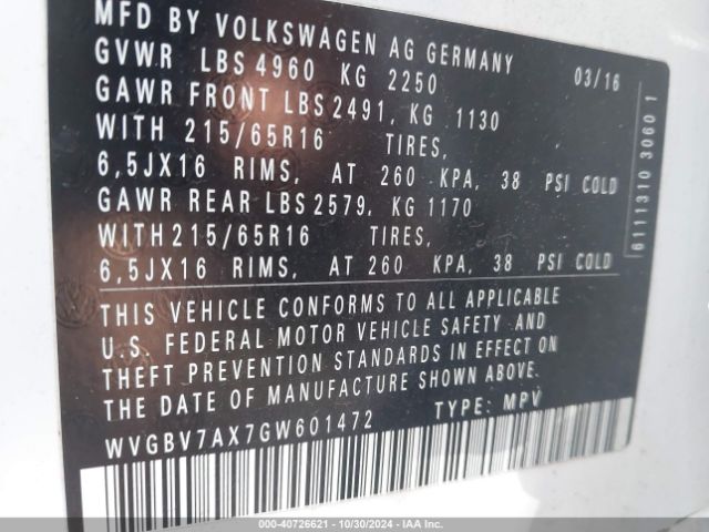 Photo 8 VIN: WVGBV7AX7GW601472 - VOLKSWAGEN TIGUAN 