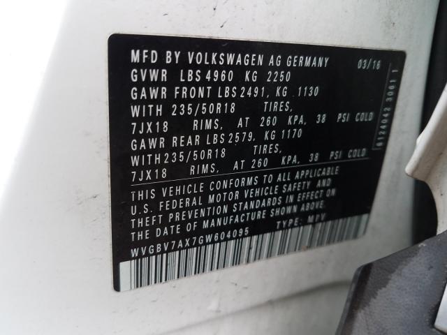 Photo 9 VIN: WVGBV7AX7GW604095 - VOLKSWAGEN TIGUAN 