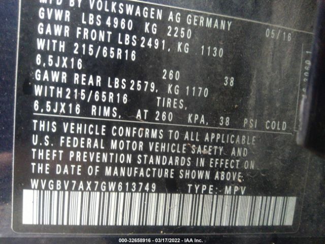 Photo 8 VIN: WVGBV7AX7GW613749 - VOLKSWAGEN TIGUAN 