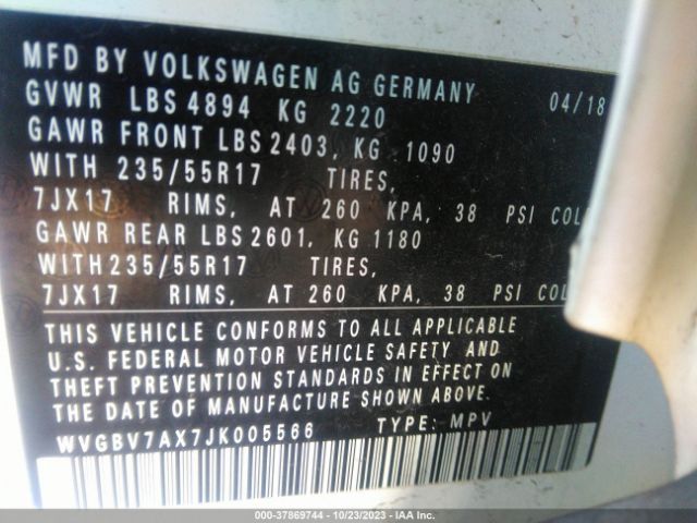 Photo 8 VIN: WVGBV7AX7JK005566 - VOLKSWAGEN TIGUAN 