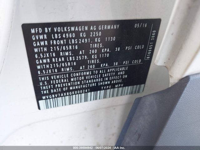 Photo 8 VIN: WVGBV7AX8GK000241 - VOLKSWAGEN TIGUAN 