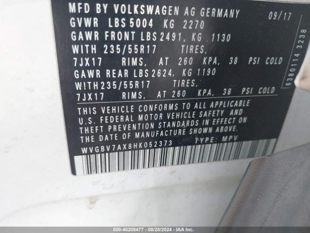 Photo 8 VIN: WVGBV7AX8HK052373 - VOLKSWAGEN TIGUAN 