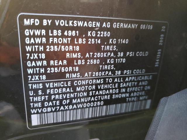 Photo 9 VIN: WVGBV7AX9AW000250 - VOLKSWAGEN TIGUAN SE 