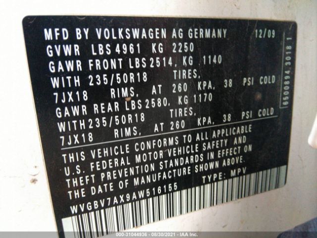 Photo 8 VIN: WVGBV7AX9AW516155 - VOLKSWAGEN TIGUAN 