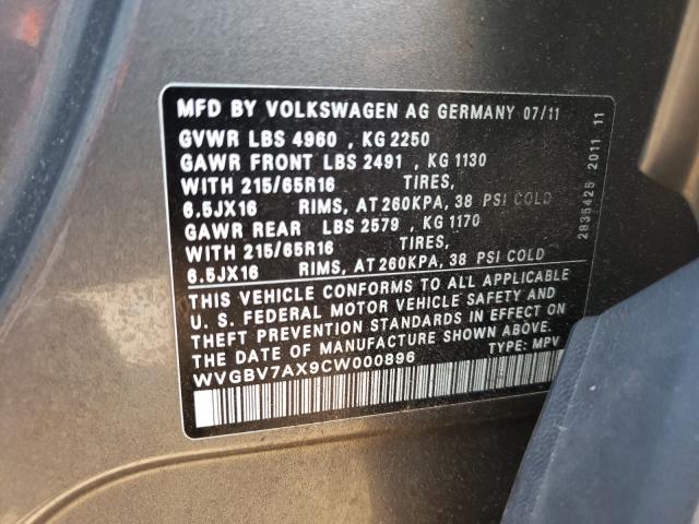 Photo 9 VIN: WVGBV7AX9CW000896 - VOLKSWAGEN TIGUAN S 