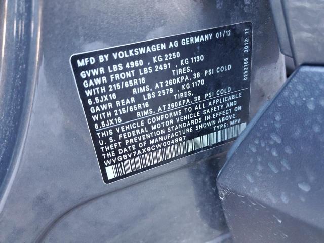 Photo 12 VIN: WVGBV7AX9CW004897 - VOLKSWAGEN TIGUAN S 