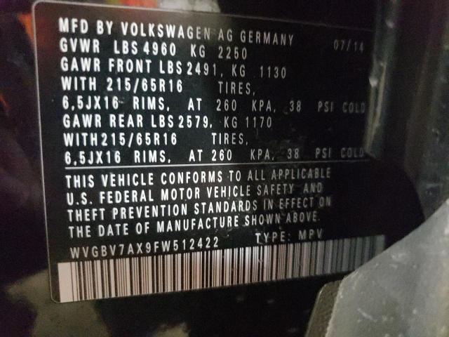 Photo 12 VIN: WVGBV7AX9FW512422 - VOLKSWAGEN TIGUAN 