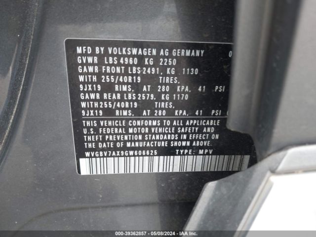 Photo 8 VIN: WVGBV7AX9GW606625 - VOLKSWAGEN TIGUAN 