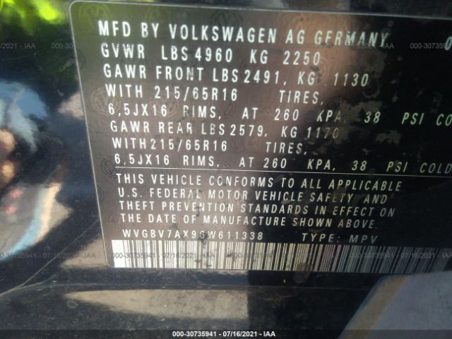 Photo 8 VIN: WVGBV7AX9GW611338 - VOLKSWAGEN TIGUAN 