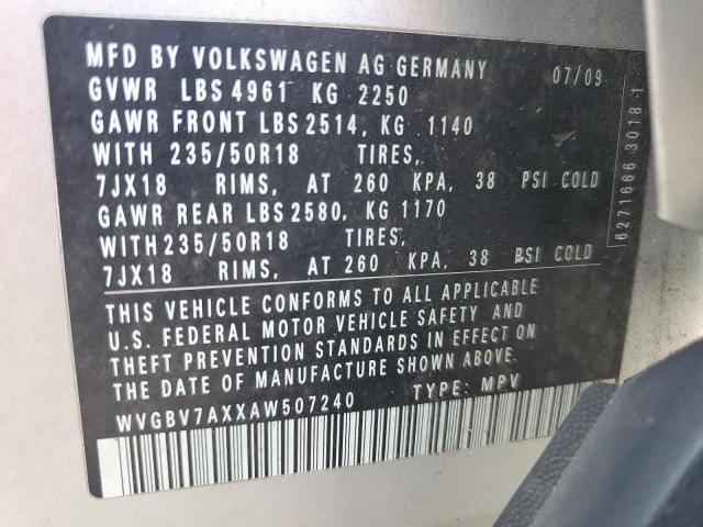 Photo 13 VIN: WVGBV7AXXAW507240 - VOLKSWAGEN TIGUAN SE 