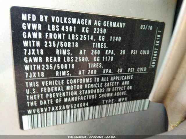 Photo 8 VIN: WVGBV7AXXAW524684 - VOLKSWAGEN TIGUAN 