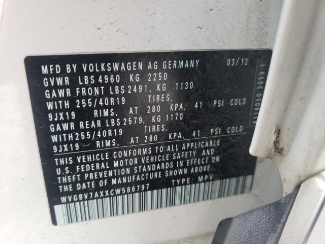 Photo 9 VIN: WVGBV7AXXCW586797 - VOLKSWAGEN TIGUAN S 