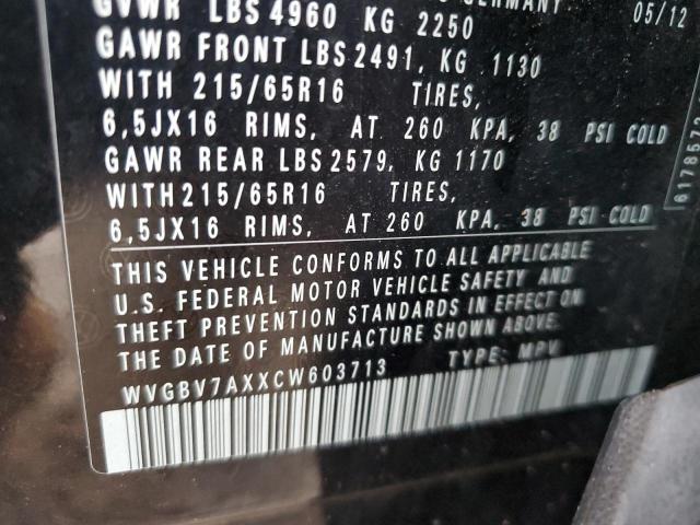 Photo 9 VIN: WVGBV7AXXCW603713 - VOLKSWAGEN TIGUAN S 