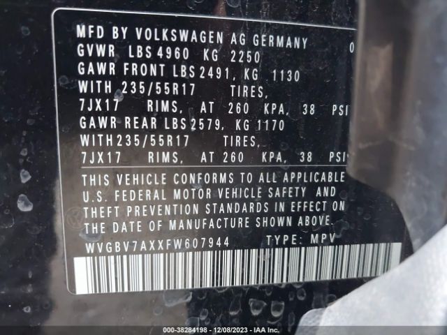 Photo 8 VIN: WVGBV7AXXFW607944 - VOLKSWAGEN TIGUAN 