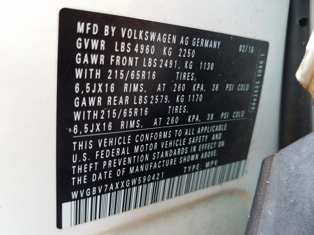 Photo 9 VIN: WVGBV7AXXGW590421 - VOLKSWAGEN TIGUAN 