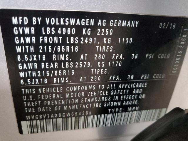 Photo 12 VIN: WVGBV7AXXGW594369 - VOLKSWAGEN TIGUAN S 