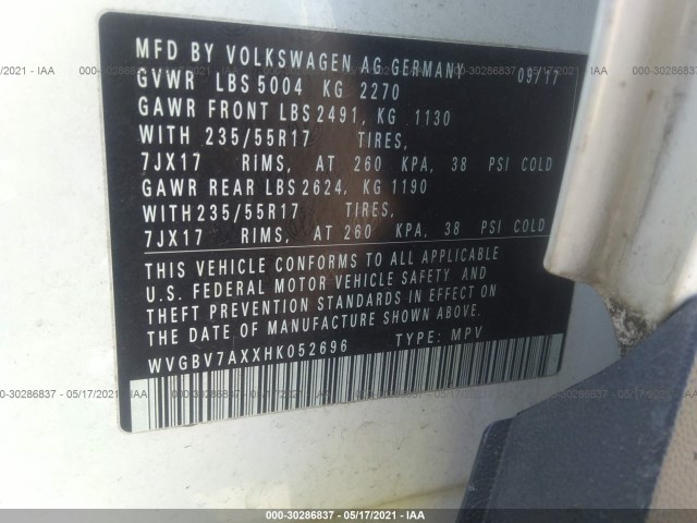 Photo 8 VIN: WVGBV7AXXHK052696 - VOLKSWAGEN TIGUAN 