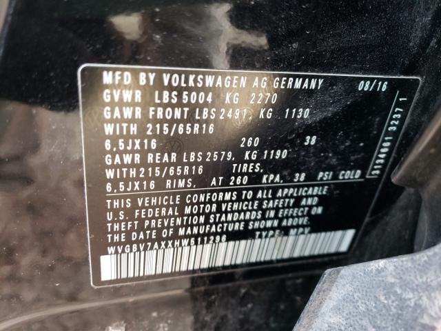 Photo 9 VIN: WVGBV7AXXHW511296 - VOLKSWAGEN TIGUAN 