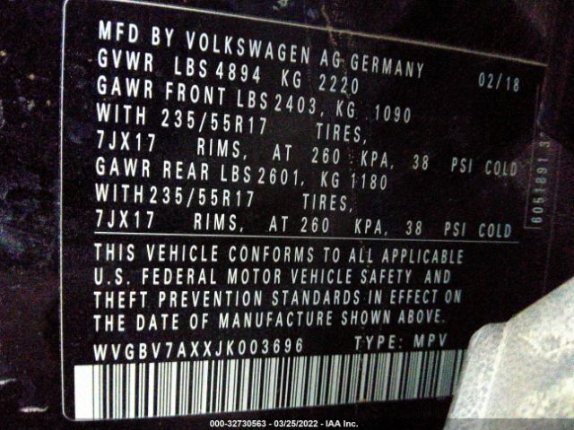 Photo 8 VIN: WVGBV7AXXJK003696 - VOLKSWAGEN TIGUAN LIMITED 