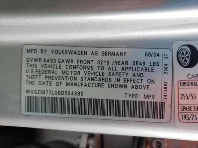 Photo 9 VIN: WVGCM77L05D004880 - VOLKSWAGEN TOUAREG 