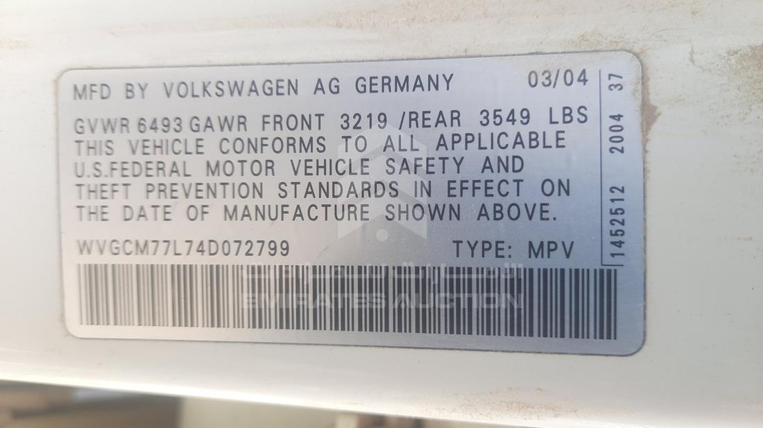 Photo 2 VIN: WVGCM77L74D072799 - VOLKSWAGEN TOUAREG 