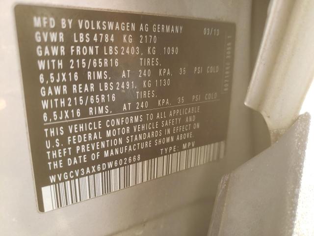 Photo 12 VIN: WVGCV3AX6DW602668 - VOLKSWAGEN TIGUAN S 