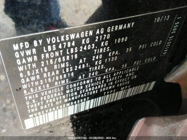 Photo 8 VIN: WVGCV3AX9EW543567 - VOLKSWAGEN TIGUAN 