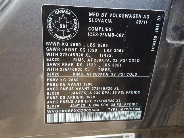 Photo 9 VIN: WVGDK9BPXCD002583 - VOLKSWAGEN TOUAREG TD 