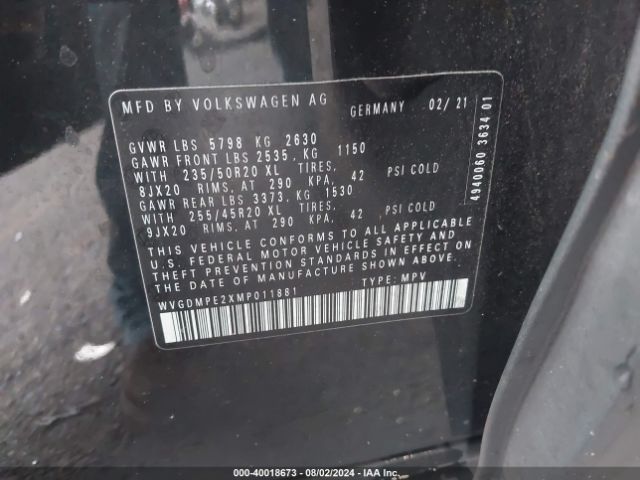 Photo 8 VIN: WVGDMPE2XMP011881 - VOLKSWAGEN ID.4 