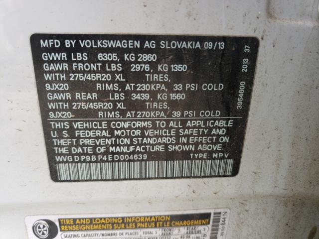 Photo 9 VIN: WVGDP9BP4ED004639 - VOLKSWAGEN TOUAREG TD 