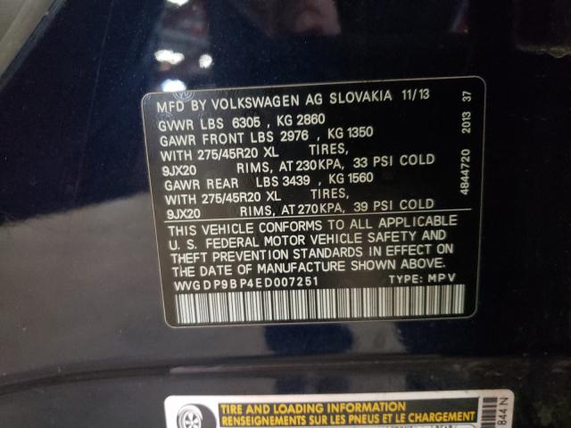 Photo 9 VIN: WVGDP9BP4ED007251 - VOLKSWAGEN TOUAREG 