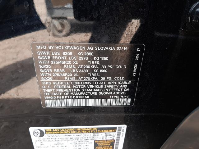 Photo 9 VIN: WVGDP9BP7ED015358 - VOLKSWAGEN TOUAREG 